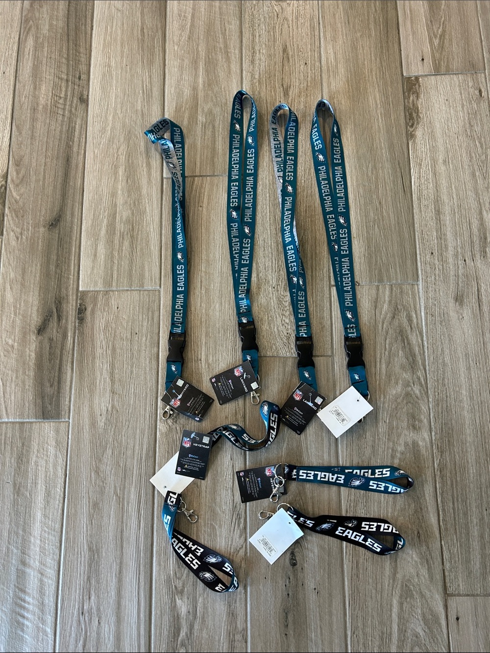 Wincraft Philadelphia Eagles Teal and Black Lanyards and key strap bundle